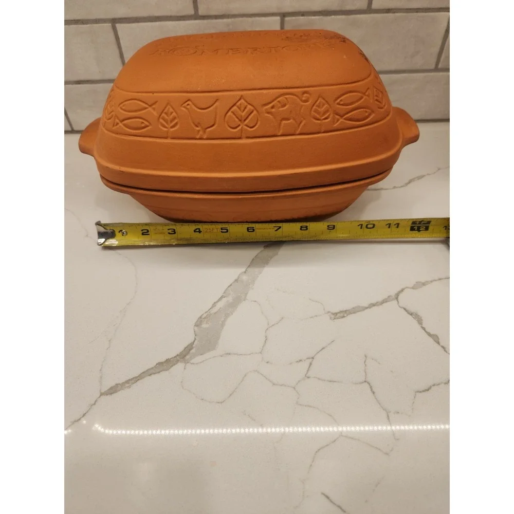 Romertopf Terra Cotta Clay Baker Pot and Lid #110 Made In Germany With Recipes